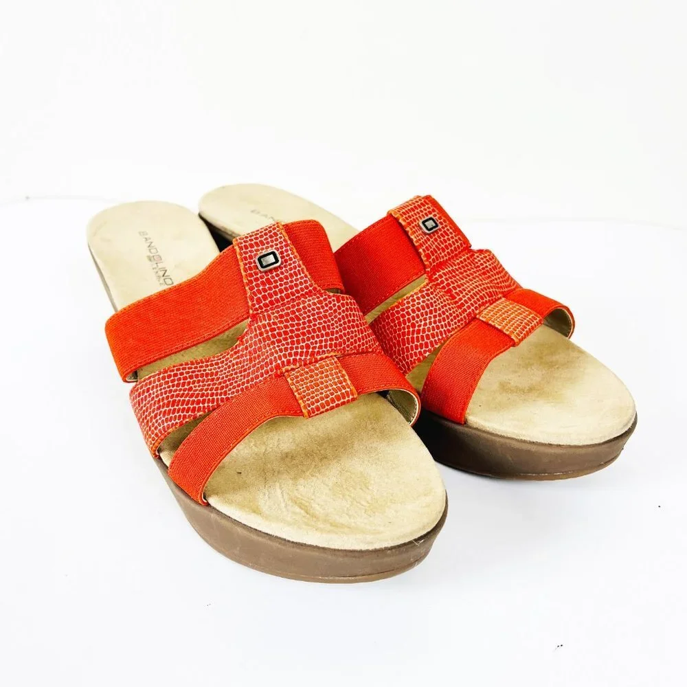 2/$30 NWOT Bandolino Orange Wedge Sandals 10M - Picture 1 of 6